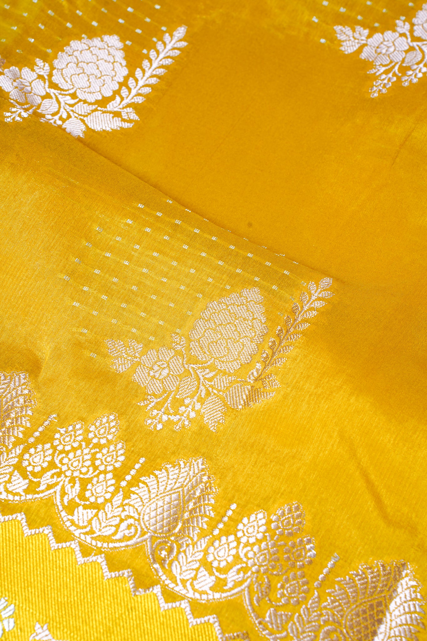 Mustard Yellow Warm Silk Banarasi Buta Saree