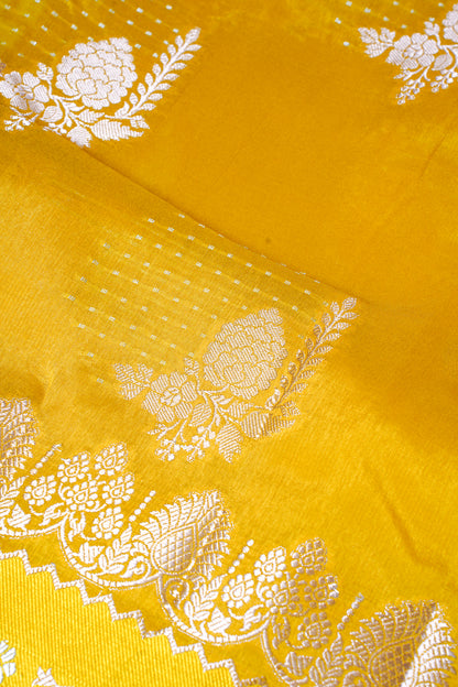 Mustard Yellow Warm Silk Banarasi Buta Saree