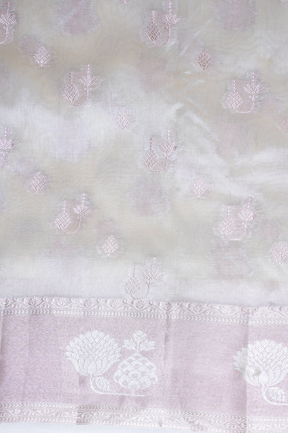 Ivory Warm Silk Banarasi Buta Saree