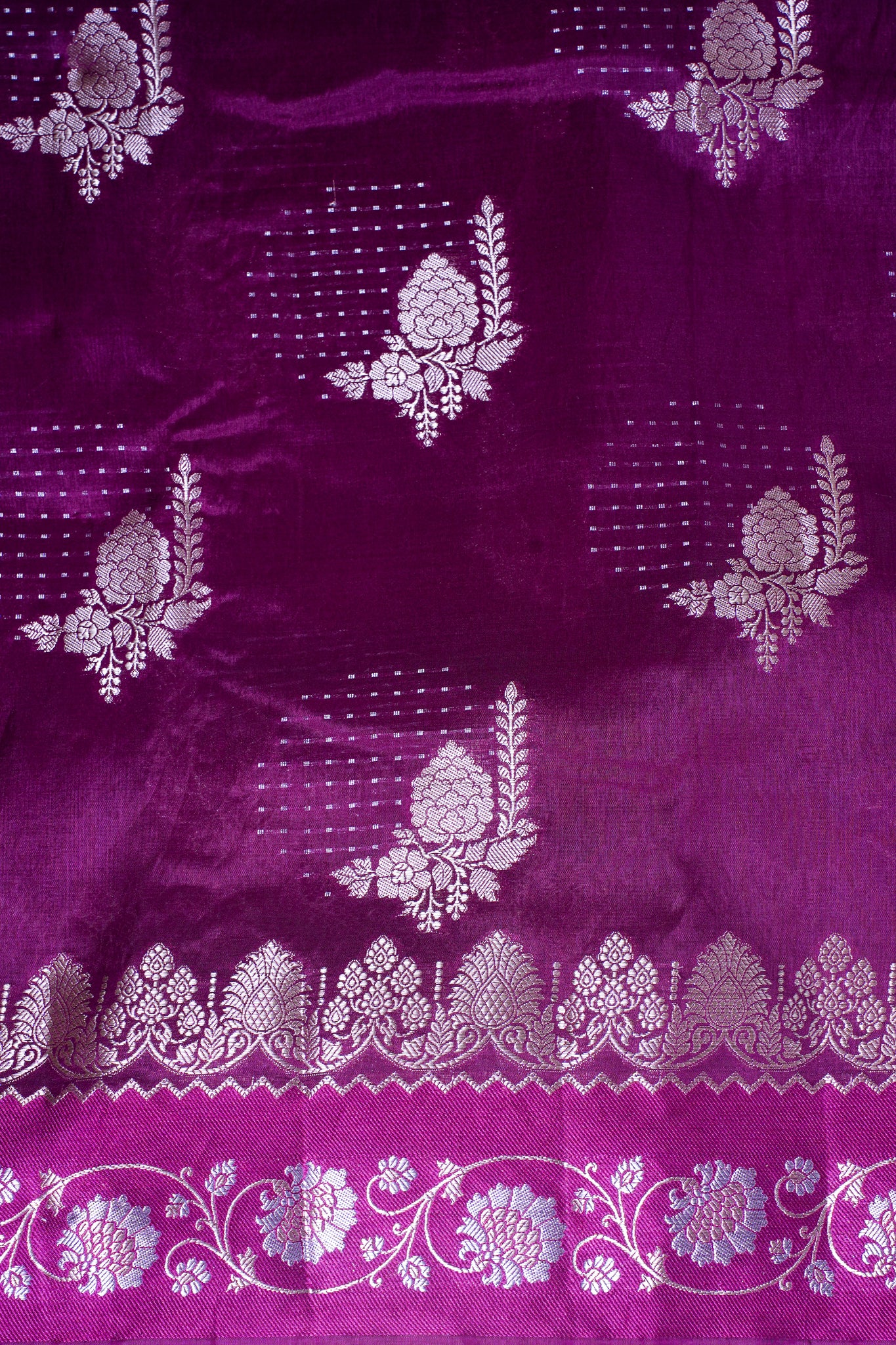 Plum Purple Warm Silk Banarasi Buta Saree