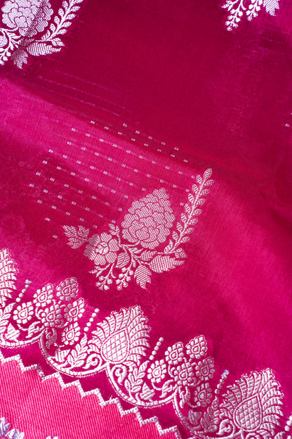 Rani Pink Warm Silk Banarasi Buta Saree