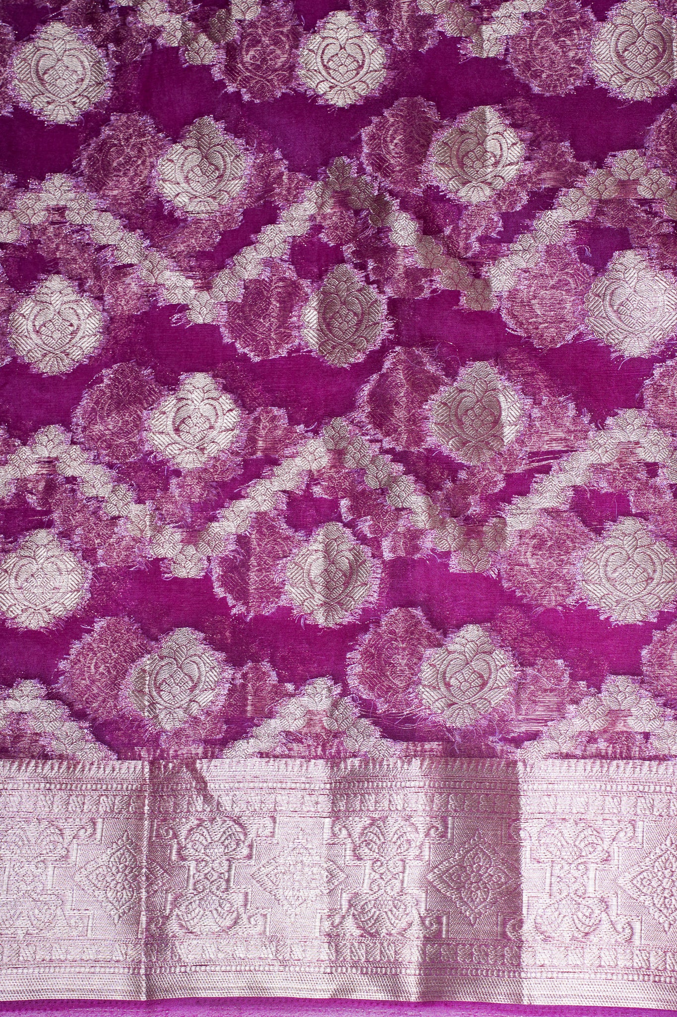 Magenta Organza Banarasi Jaal Weaving Saree