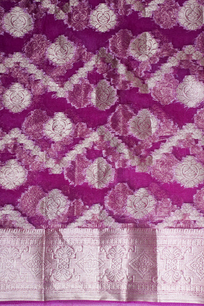 Magenta Organza Banarasi Jaal Weaving Saree