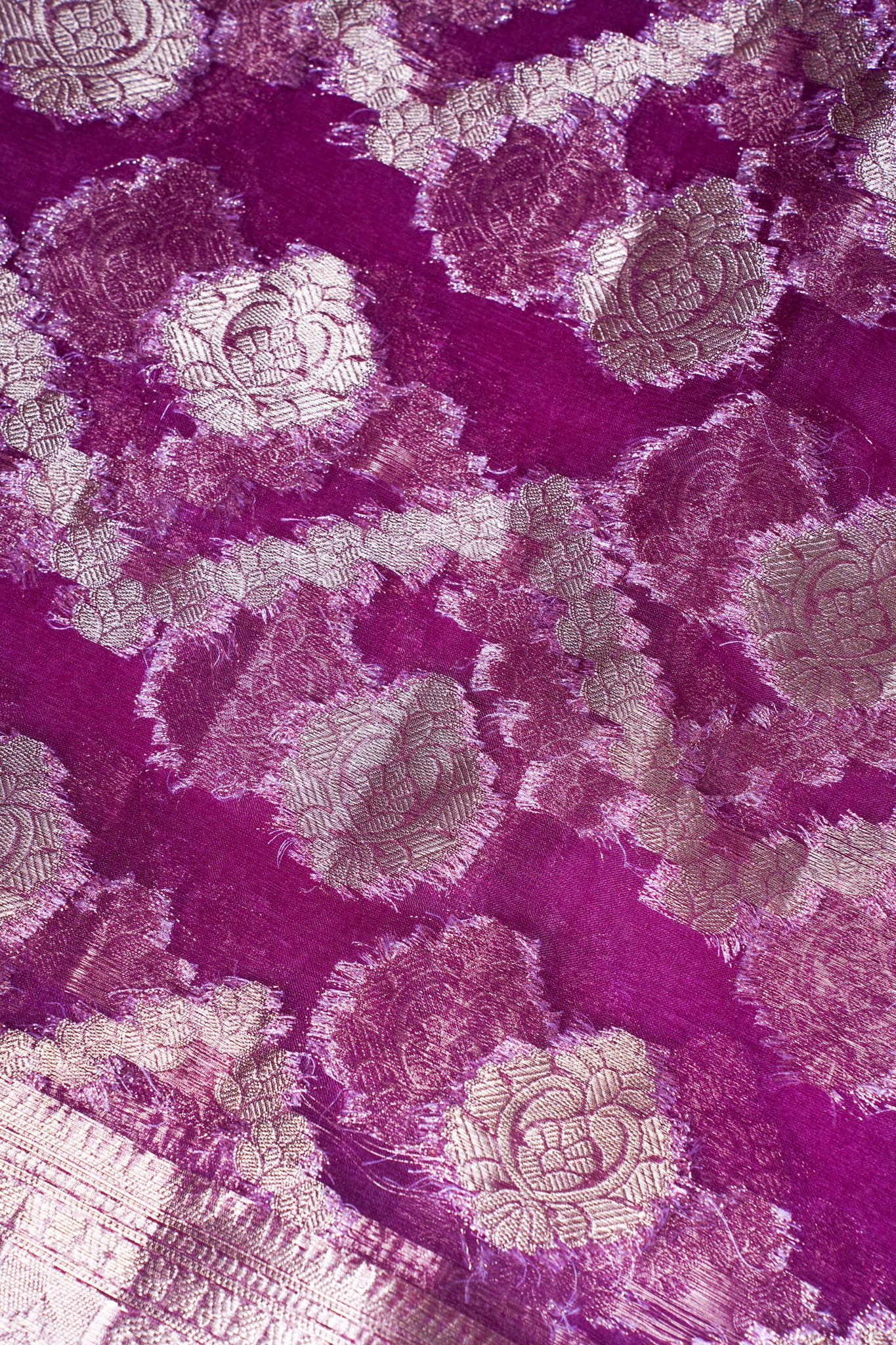 Magenta Organza Banarasi Jaal Weaving Saree