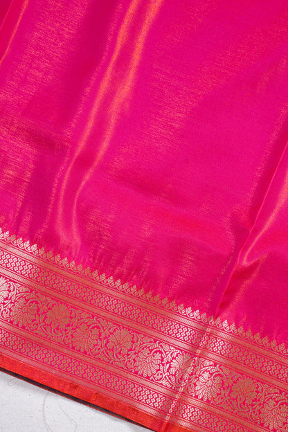 Deep Wine Banarasi Satin Silk Saree with Zari Embroidery Buti Work