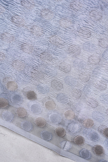 Silver Banarasi Tissue Crush Mukesh Work Saree