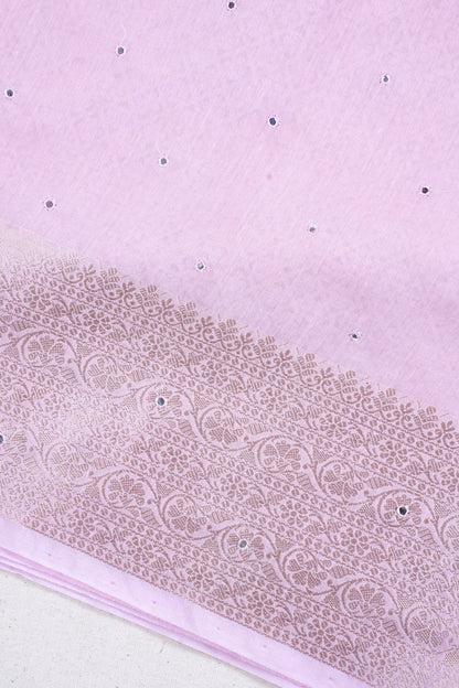 Pastel Pink Mukesh Work Linen Saree