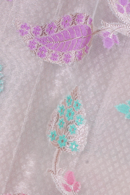 Ivory Organza Banarasi Tilfi Minakari Jaal Saree