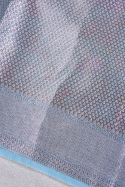 Blue Organza Banarasi Tilfi Minakari Jaal Saree