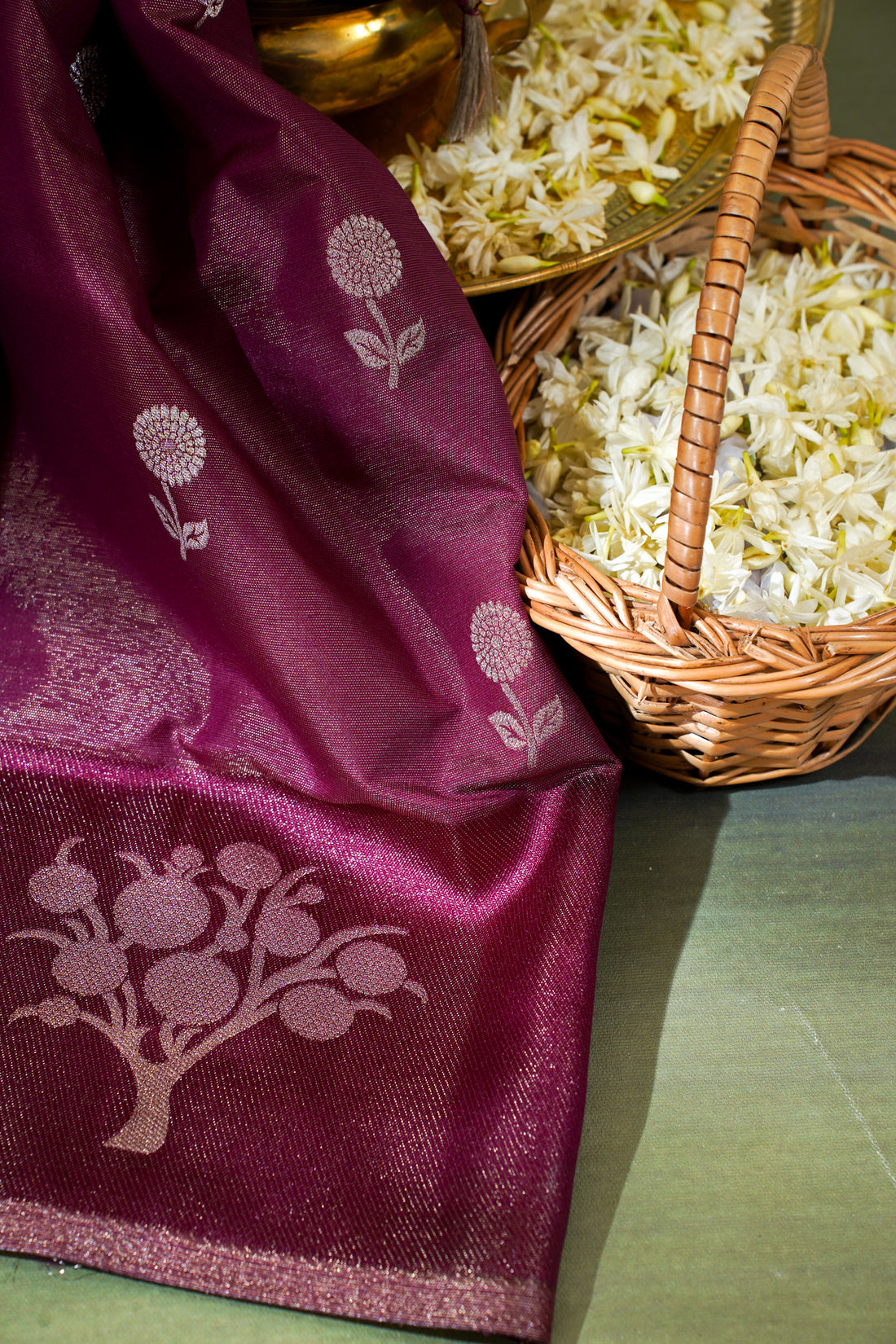 Wine Purple Tissue Silk Saree