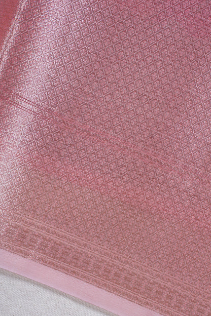 Peach Pink Organza Banarasi Tilfi Minakari Jaal Saree