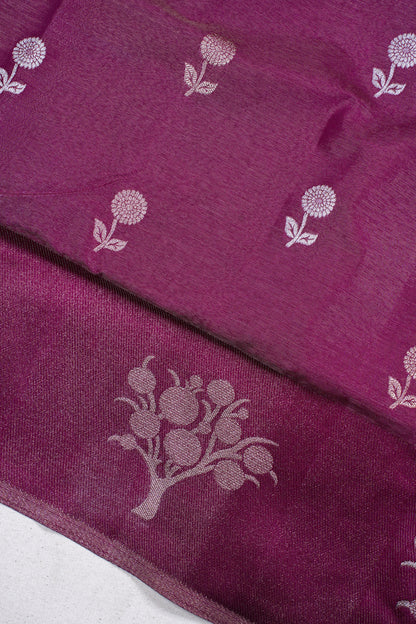 Wine Purple Tissue Silk Saree