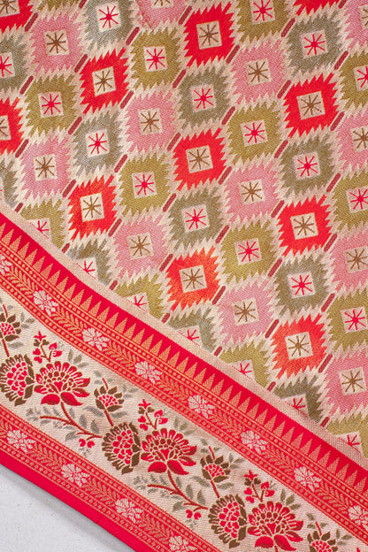 Red &amp; Gold Brocade Banarasi Khimkhab Saree