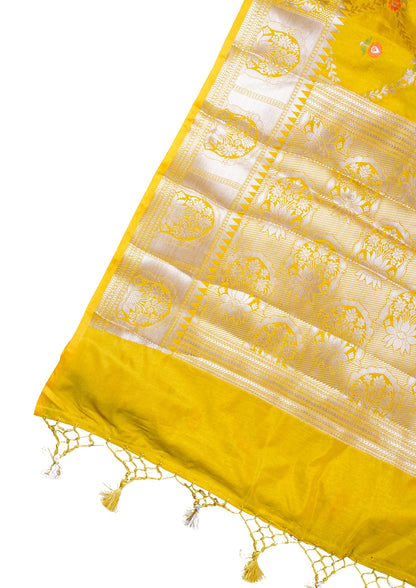 Mustard Yellow Warm Silk Banarasi Minakari Jaal Saree